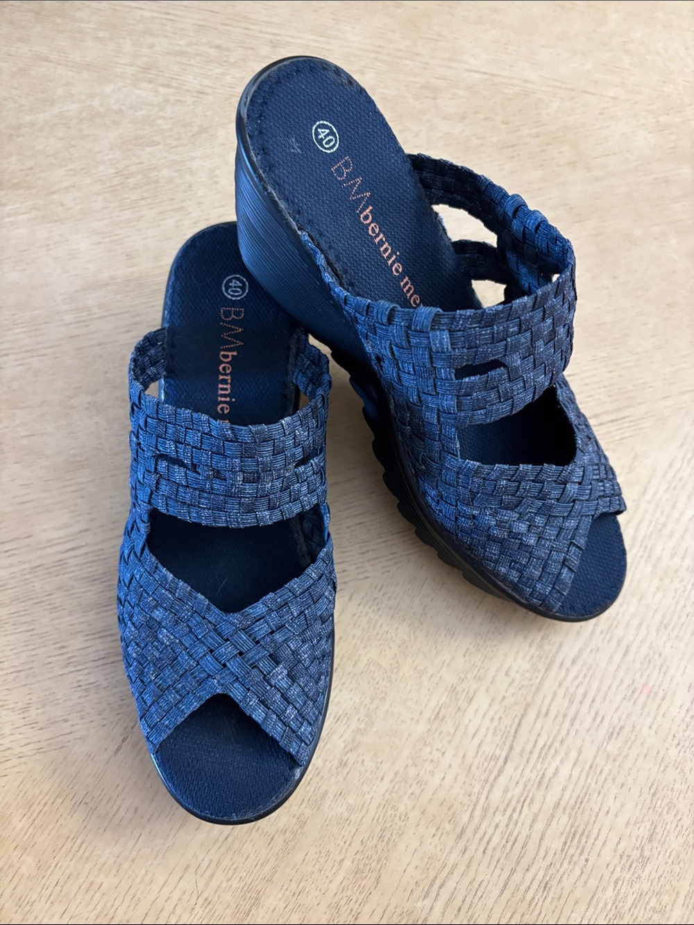 Bernie Mev. Navy Braided Slide Sandals Side 40 Eu. 9 US